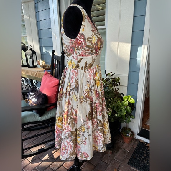 Arueh Floral Cotton Dress – romantic vintage inspired size medium 100 % cotton - Picture 2 of 10